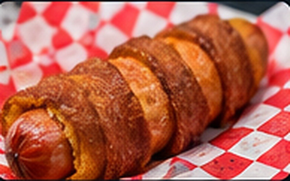 Deep-Fried Bacon-Wrapped Dog sample food photo